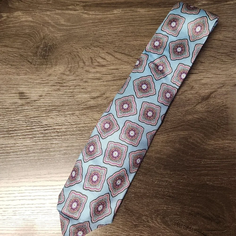 Vintage Ralph Lauren Tie Old Money Foulard Blue Pink Paisley Preppy Dapper Sharp - Picture 2 of 8